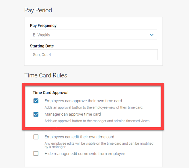 Time Card Approval Setup for WorkforceHub Core/Advanced